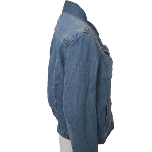 The Limited Women's Denim Jean Jacket Blue Collared Med. Wash Retro Size L - Picture 3 of 9
